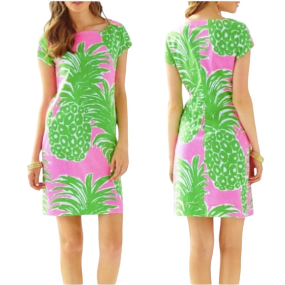 Lilly Pulitzer Loren Pink Green Pink Pout Flamenco Pineapple Knit Mini Dress - S - Picture 16 of 16